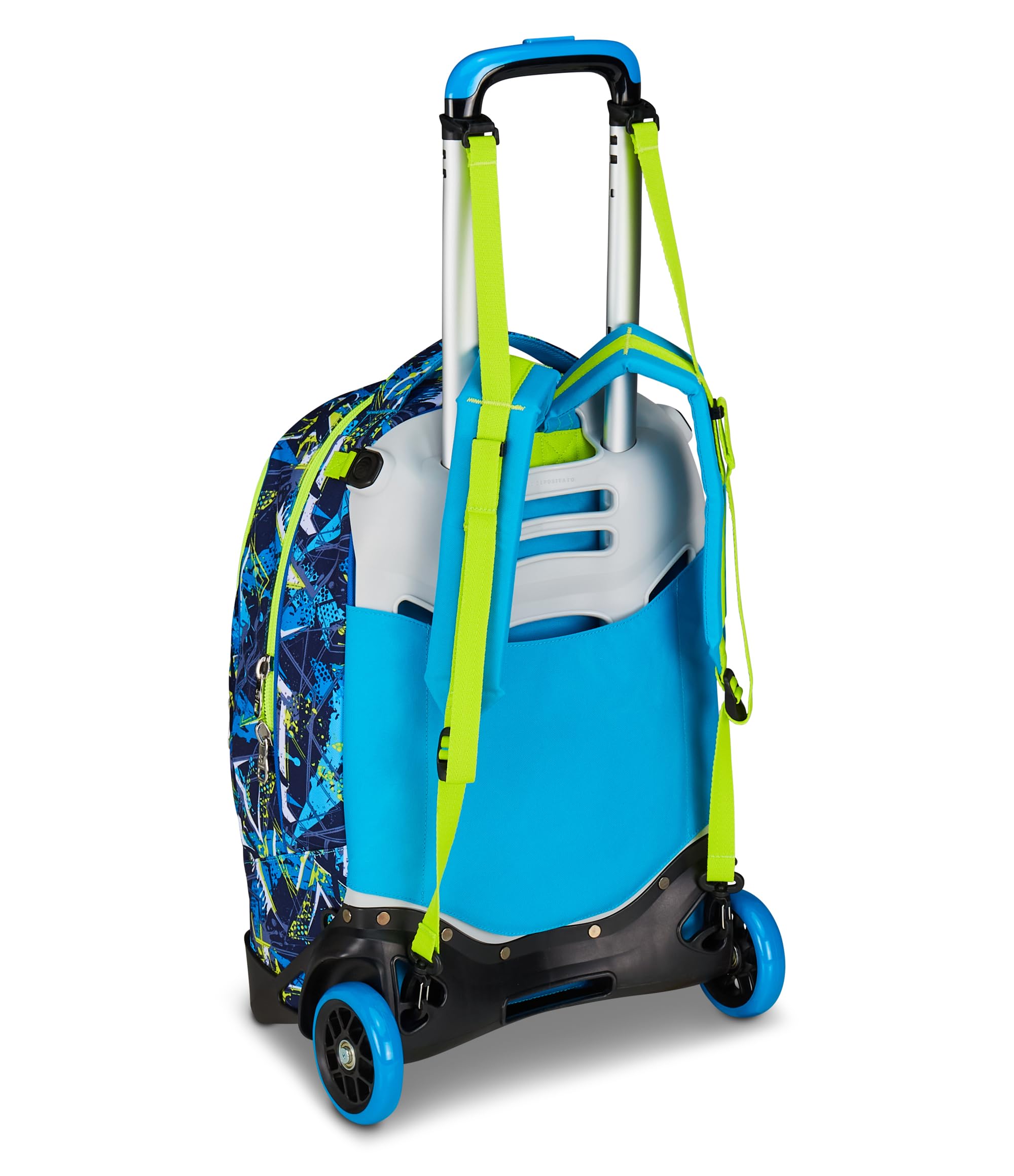 SJ GANG STYLE JAM GANG Trolley Scuola Cuccioli New Tech, Blu, 3 in 1, Triplo Uso, Zaino con Carrello Sganciabile e Crossover System, Scuola Elementare, Bambino