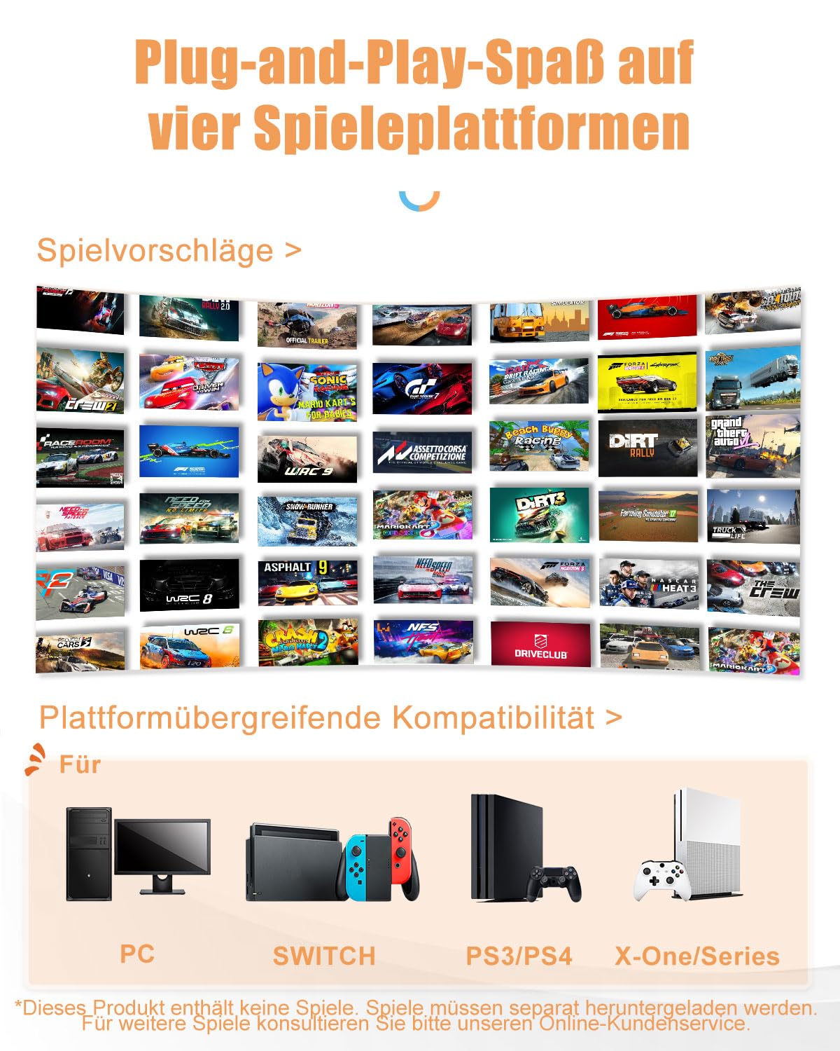 PXN V3 Pro Gaming Lenkrad mit Pedalen 180° Vibrationsfeedback Schalthebel Paddle Schaltung für PC PS4 PS3 Xbox Switch Schwarz