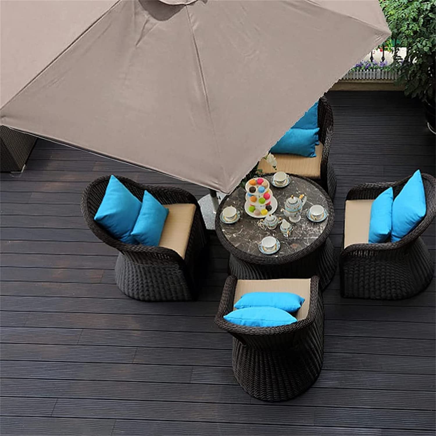 PYCJNFC Toile De Parasol De 2,2 M, 2,4 M, 2,7 M, Toile De Rechange Pour Parasol De Terrasse à 6 Ou 8 Baleines, Protection UV