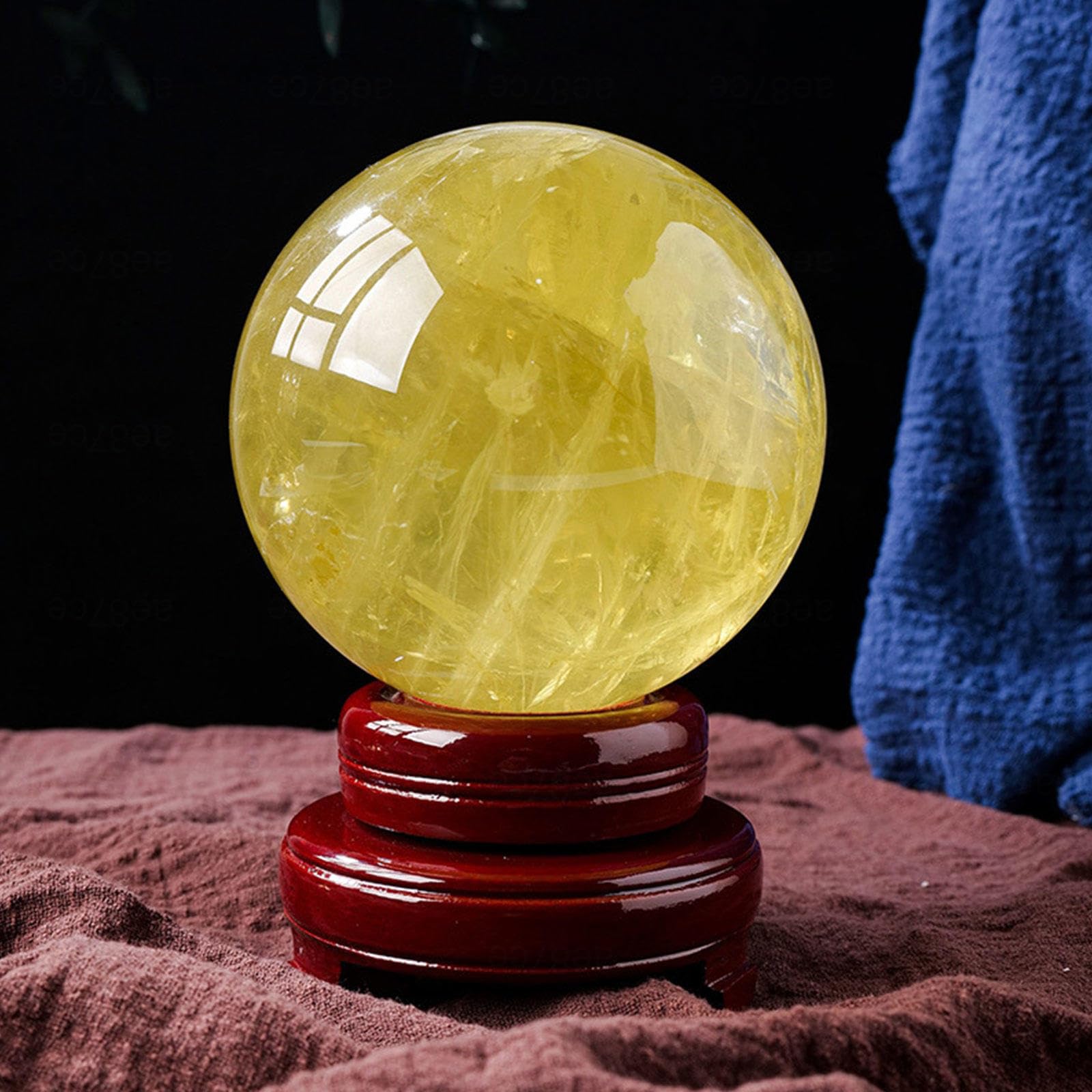 Amazon.co.jp: 黄水晶玉 天然水晶球 スタンド付き - 魔術、風水、祭壇 