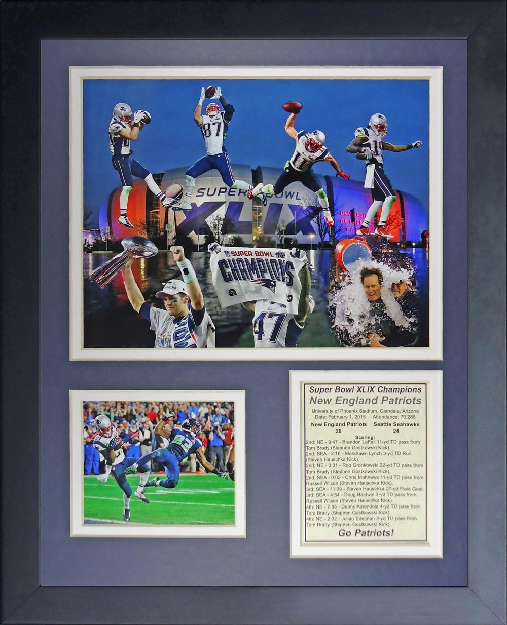 Legends Never Die NFL Unisex NFL Seattle Seahawks Legends Never Die Framed Photo Collage, 2015 Super Bowl XLIX Champions, 11-Inch by 14-Inch