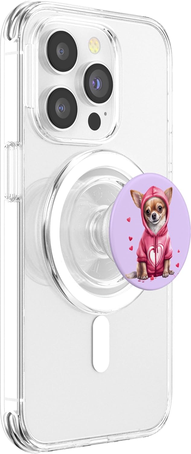 Chihuahua Dog Valentine's Day Pink Red Heart Love PopSockets MagSafe PopGrip for iPhone