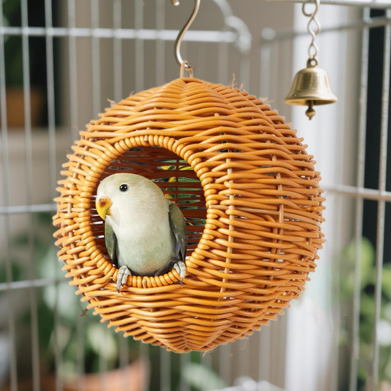 Casetta per Uccelli,Casa Per Pappagalli in Vimini Sintetico | Rifugio Intrecciato Per Cocorite, Canarini E Piccoli Animali