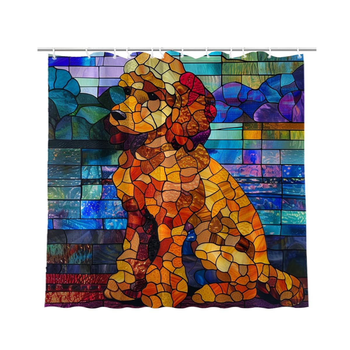 NGZ Poodle Shower Curtain 72x72 Inch Colorful Shower Curtain for Spring Painting Print Bath Curtains for Bathroom Home Decoration with 12 Hooks