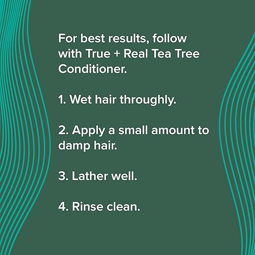 Miniatura 5 de True+Real Champú de árbol de té, cuidado vigorizante del cuero cabelludo, aroma refrescante a menta, para todo tipo de cabello, 10.14 onzas