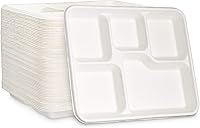Vista 8 de GUSTO Caja de 500 platos desechables de 5 compartimentos 100% compostables, platos de papel de 10 pulgadas, bandejas ecológicas de caña de azúcar