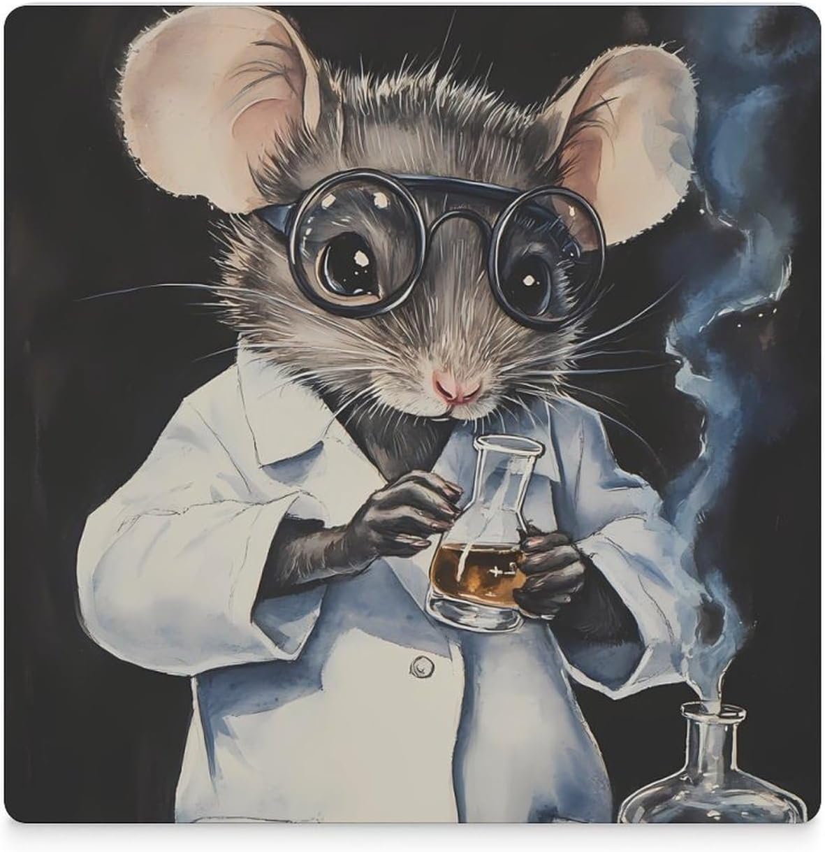 Lab Rat Funny Ceramic Coasters for Drinks Absorbent Cup Holder Tabletop Protector with Cork Base