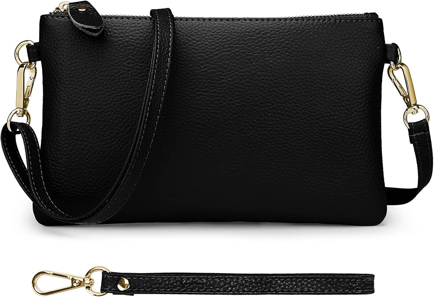 YALUXE Women's Genuine Leather Wristlet Purse Clutch Handbag with Phone Pocket Card Holder and Crossbody Strap - Image 4