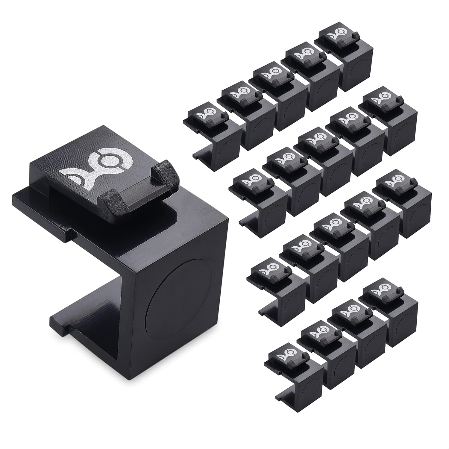 Cable Matters 1 Pack Rackmount or Wall Mount 24 Port Keystone Patch Panel & UL Listed 25-Pack RJ45 Keystone Jack in White and Keystone Punch-Down Stand & (20-Pack) Blank Keystone Jack Inserts in Black