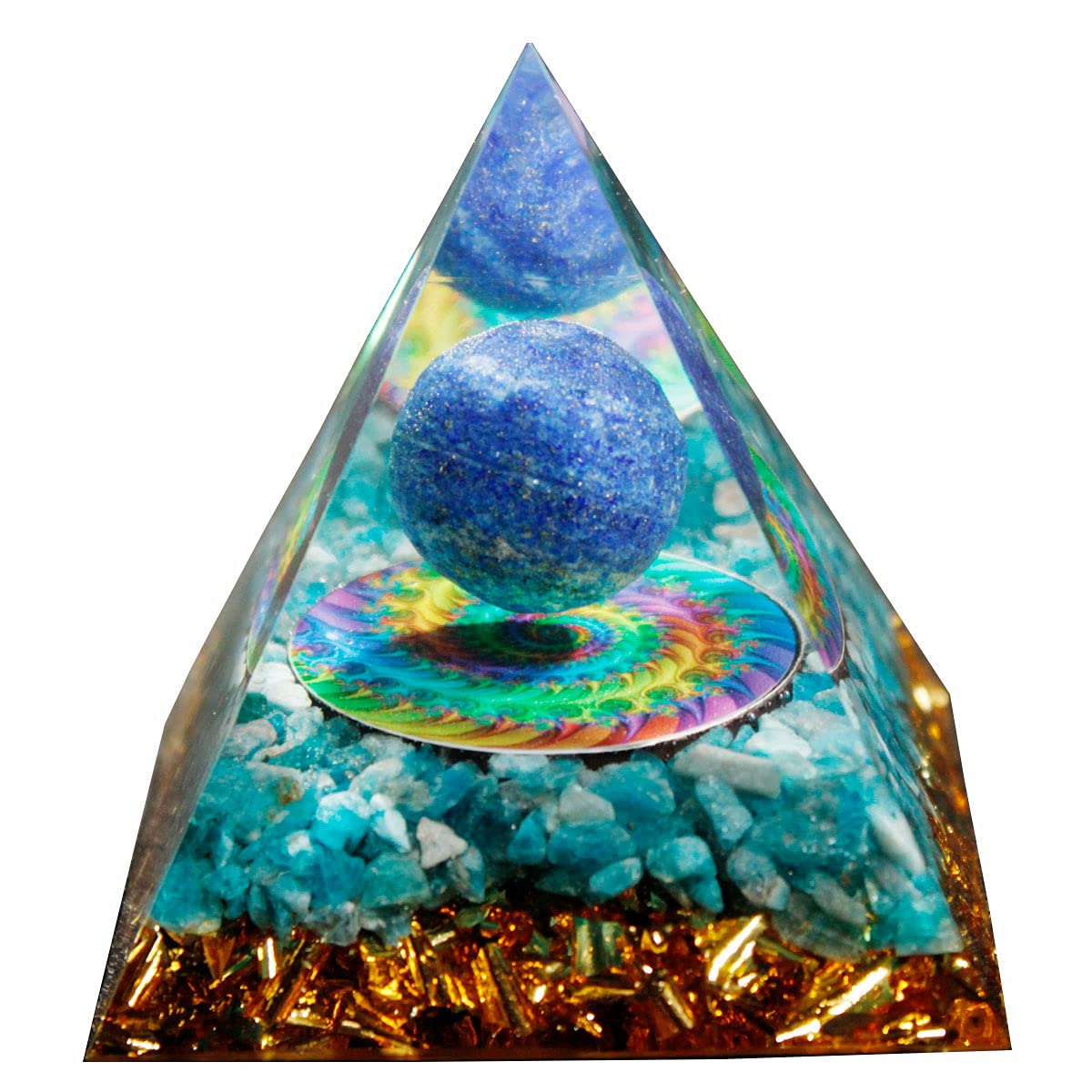 Orgonite Pyramids Lapis Lazuli Aquamarine Energy Seal Healing Crystal Reiki Orgone Pyramid Positive Energy Chakra