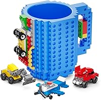 Vista 9 de DAYMOO Juego de tazas de ladrillo integradas con 3 paquetes aleatorios de ladrillos 2 en 1, tazas de café geniales para niños, creativas, Negro