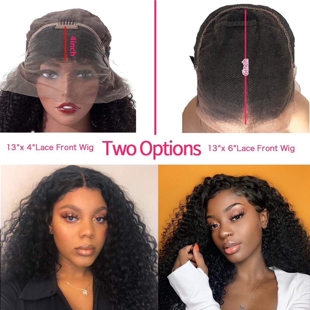 ISEE 10A Transparent Lace Front Wigs For Black Women Human Hair13x6 Mongolian Kinky Curly Wigs Pre-Plucked with Baby Hair Natural Color (18 inches)