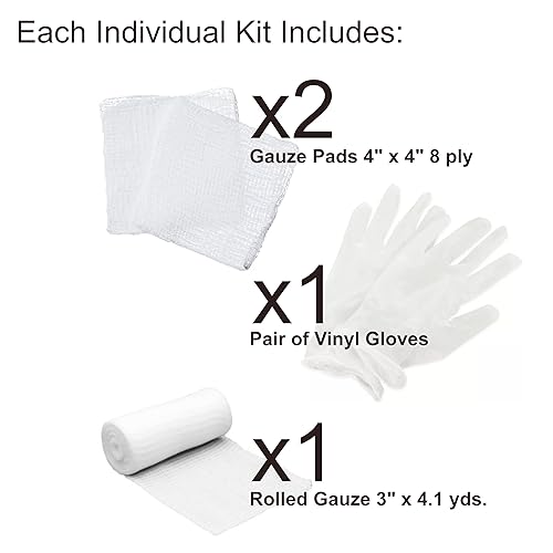 Miniatura 5 de MCR Medical Caja de 100 kits de entrenamiento de primeros auxilios, Básico
