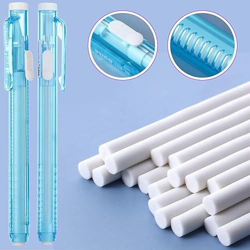 Miniatura 3 de Outus 36 bolígrafos de borrador retráctiles mecánicos, incluye 6 paquetes de bolígrafo borrador y 30 borradores de repuesto para escuela, oficina,