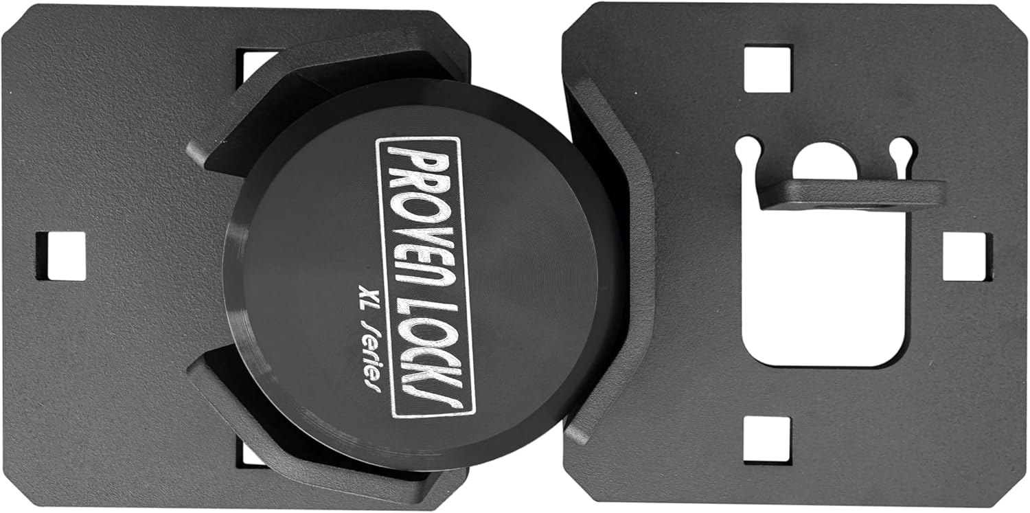 Proven Industries Puck Lock and Hasp Kit, Storage-Door Lock, Made in The USA, (Black)