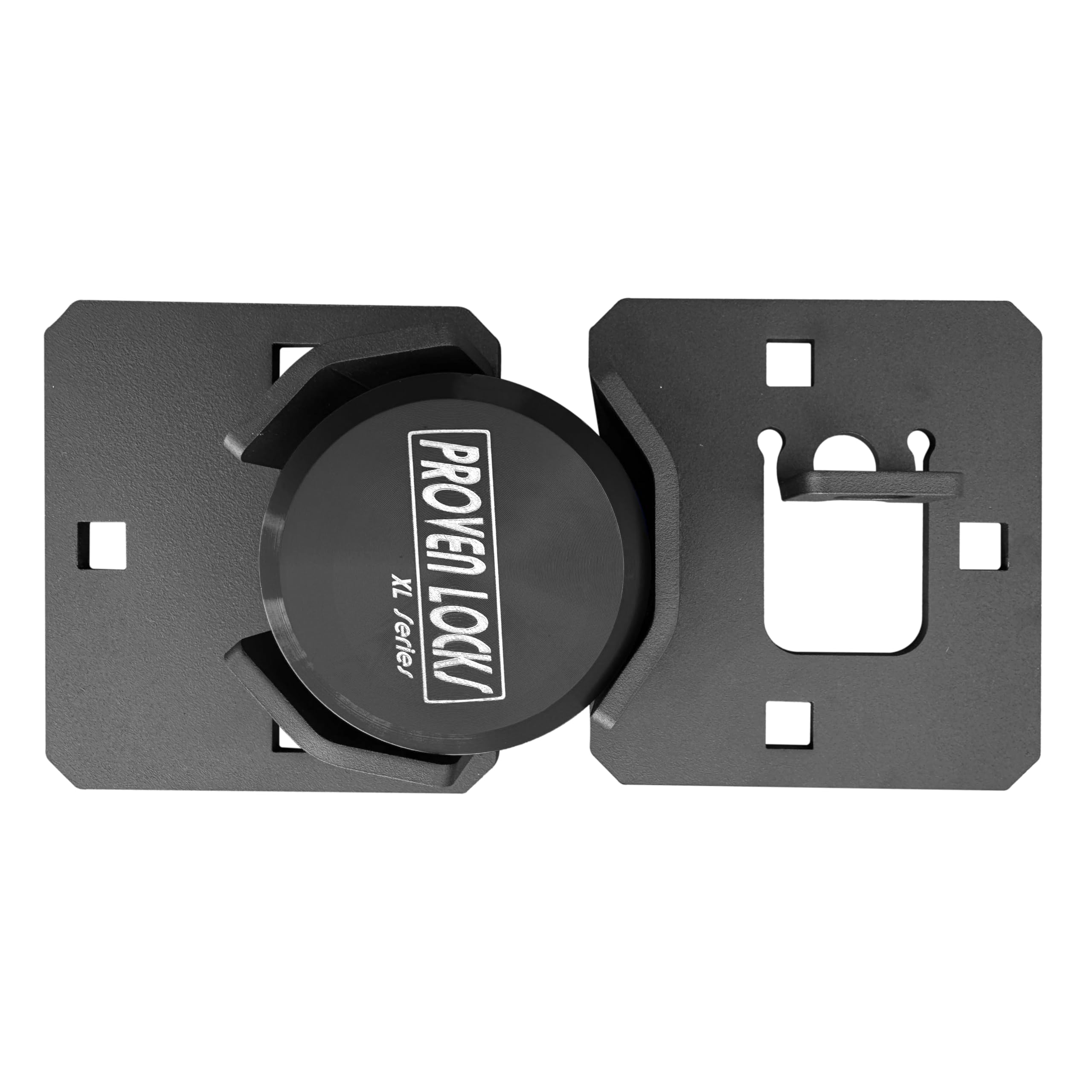 Proven Industries Puck Lock and Hasp Kit, Storage-Door Lock, Made in The USA, (Black)