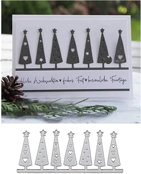 Christmas Tree Edge Metal Die Cuts,Merry Christmas Star Heart Cutting Dies Cut Stencils for DIY Scrapbooking Album Decorative Embossing Paper Dies for Card Making