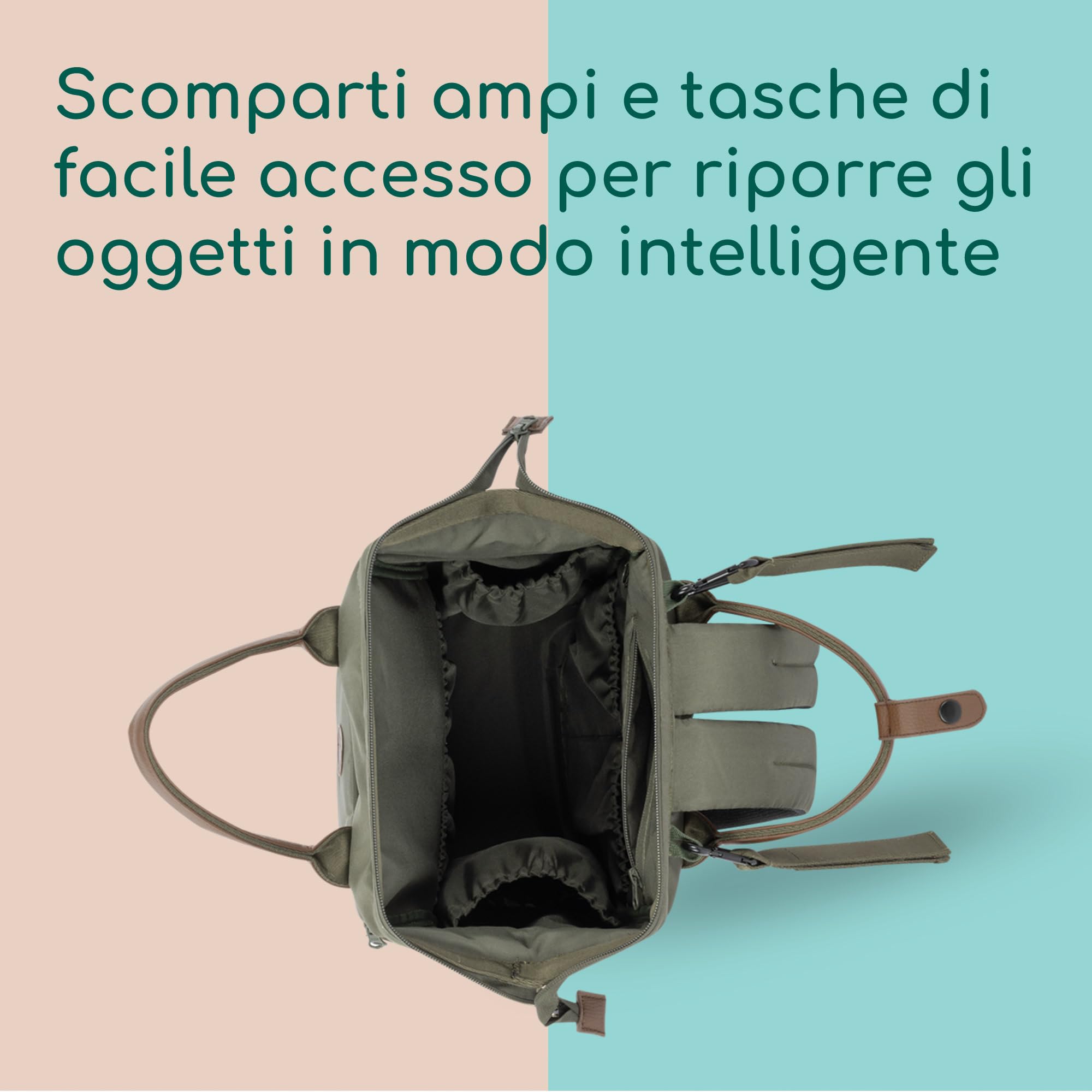 Bebeconfort Zaino Fasciatoio Neonato, Fasciatoio Portatile, Mineral Green