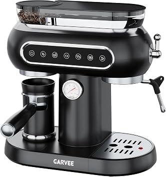 Bean to Cup Coffee Machine 20 Bar, 1450W Espresso Coffee Machine with Milk Frother & Grinder, Powerful Steam Wand, Removable 0.68L Water Tank, LED Screen, Compact Espresso Machine for Cappuccino,Latte