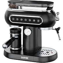 Bean to Cup Espresso Machine with Integrated Conical Burr Grinder, 58mm Portafilter, Manual Milk Frother, 2-Cup Function, Touch Control Panel, Home Coffee Maker for Cappuccino, Latte & Espresso