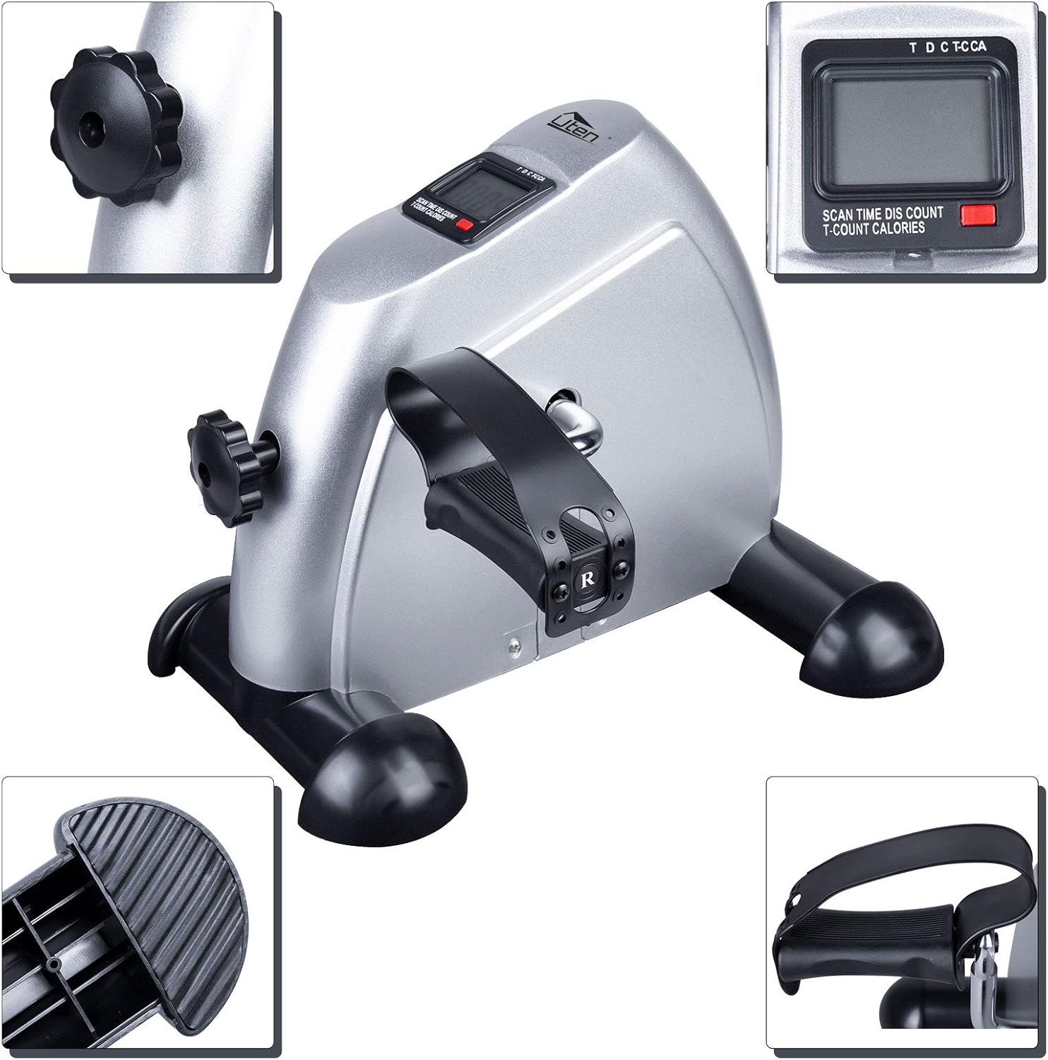 Under Desk Bike Pedal Exerciser,Peddler Exerciser,Foot Pedal Exerciser,Mini Exercise Bike Portable,Arm and Leg Exercise Equipment Cycle with Digital LCD Screen Display,Silver