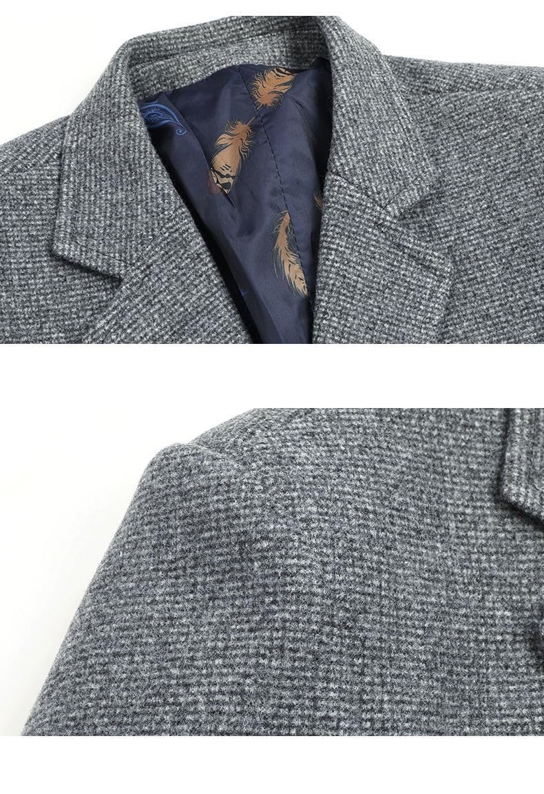 Blazer De Tweed para Hombre Estilo Vintage con Estampado A Cuadros Chaqueta De Traje Informal 2 Botones Blazer Elegante E Informal Abrigo Deportivo Abrigo Cálido De Mezcla De Lana para Otoño E Inv