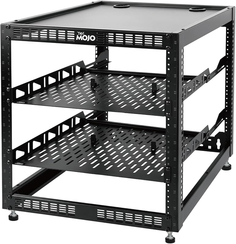 Tecmojo 12U Open Frame Network Rack for IT & AV Gear, AV Rack Floor Standing or Wall Mounted,with 2 PCS 1U Rack Shelves & Mounting Hardware,Network Rack for 19" Networking,Audio and Video Device