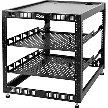 Tecmojo 12U Open Frame Network Rack for IT &amp; AV Gear, AV Rack Floor Standing or Wall Mounted,with 2 PCS 1U Rack Shelves &amp; Mounting Hardware,Network Rack for 19" Networking,Audio and Video Device