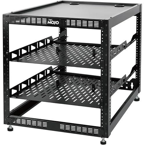 Tecmojo 12U Open Frame Network Rack for IT & AV Gear, AV Rack Floor Standing or Wall Mounted,with 2 PCS 1U Rack Shelves & Mounting Hardware,Network Rack for 19" Networking,Audio and Video Device
