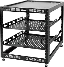 Tecmojo 12U Open Frame Network Rack for IT & AV Gear, AV Rack Floor Standing or Wall Mounted,with 2 PCS 1U Rack Shelves & Mounting Hardware,Network Rack for 19" Networking,Audio and Video Device