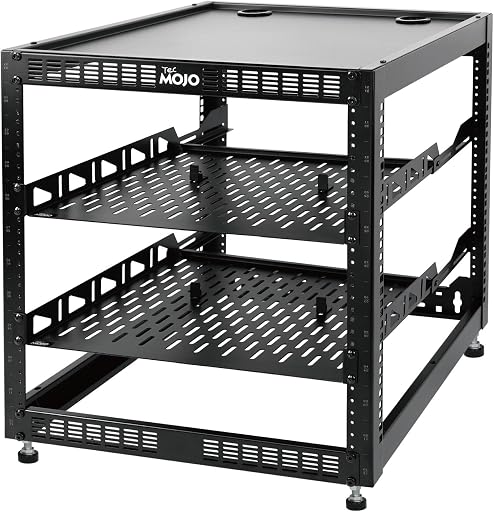 Tecmojo 12U Open Frame Network Rack for IT & AV Gear, AV Rack Floor Standing or Wall Mounted,with 2 PCS 1U Rack Shelves & Mounting Hardware,Network Rack for 19" Networking,Audio and Video Device