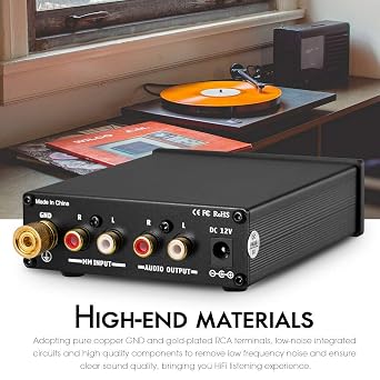 MM Phono Preamplifier, Hi-Fi Turntable Preamp for Home Audio/Record Player/Stereo Amplifier/Active Speaker [Nobsound T3]
