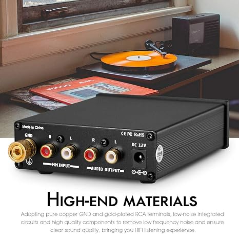 MM Phono Preamplifier, Hi-Fi Turntable Preamp for Home Audio/Record Player/Stereo Amplifier/Active Speaker [Nobsound T3]