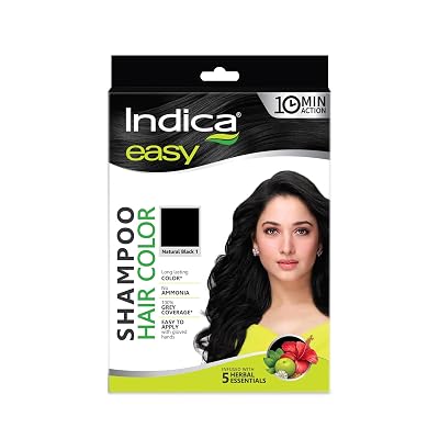Indica Hair Color Shampoo|Natural Black|Pack of 12|25ml x 12