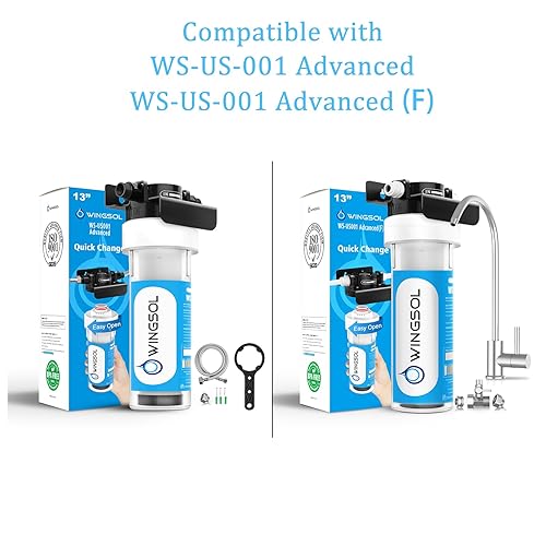Miniatura 2 de WINGSOL - Filtro de agua de repuesto para debajo del fregadero con material plisado multicapa, elimina el 99.99% de cloro, plomo, metales pesados,