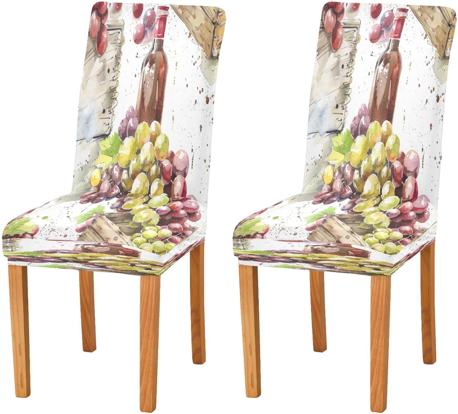 ALAZA Chair Covers for Dining Room, Red Wine Vineyard Stretch Chair Cover Sets Chair Protector for Formal Dining Celebration