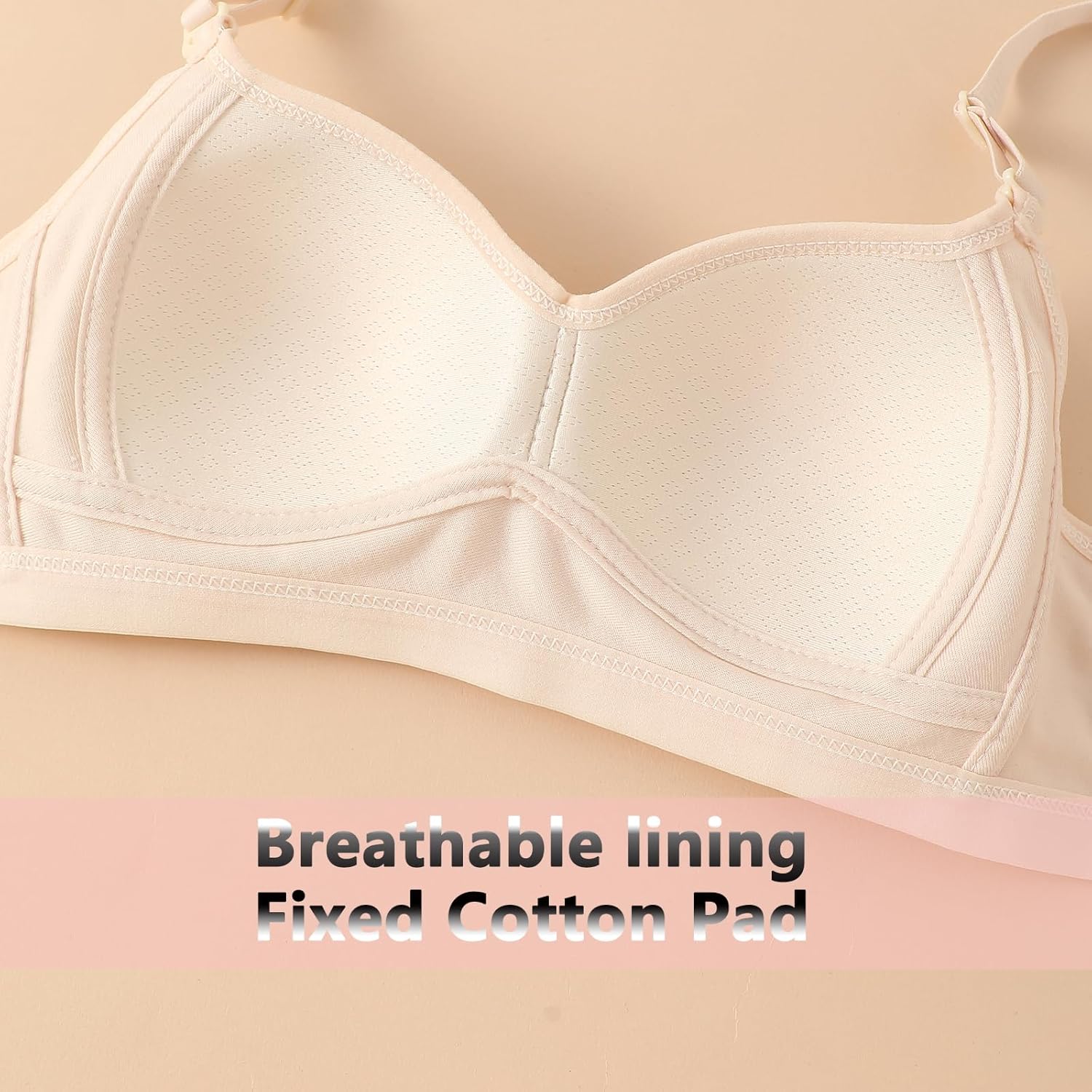 Cotton Teen Girl’s Sport Bra with Adjustable Detachable Strap Wire Free Training Bralette 3 Pack - Image 4