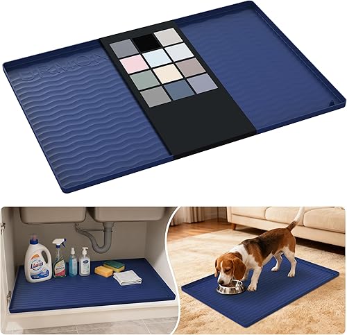 Miniatura 94 de URMONA Tapete de silicona impermeable para debajo del fregadero de 40 x 22 pulgadas, forro para estante de cocina y baño, protector de gabinete y