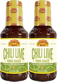 Country Bob's Chili Lime Wing Sauce - Zesty & Spicy Flavor, Made with Small Batch Crafted, Ideal for Wings, Homestyle Cooking, 18oz (Pack of 2)