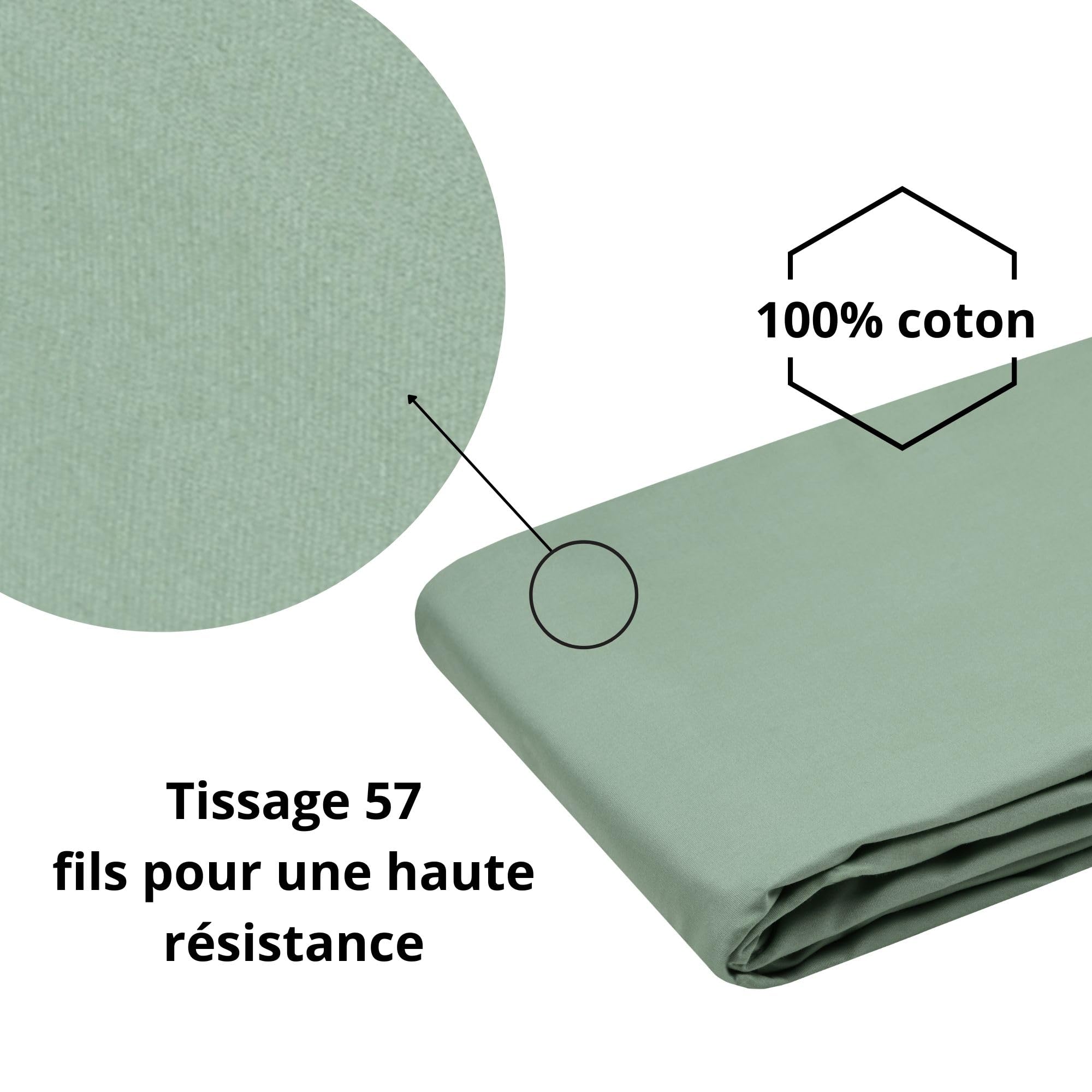 STOF - Bettlaken – Größe 240 x 300 cm – Qualität Perkal aus Baumwolle – 100% Baumwolle nach Öko-Tex – Farbe Grün – Modell Elysée – Bettwäsche für Zuhause – weich und bequem