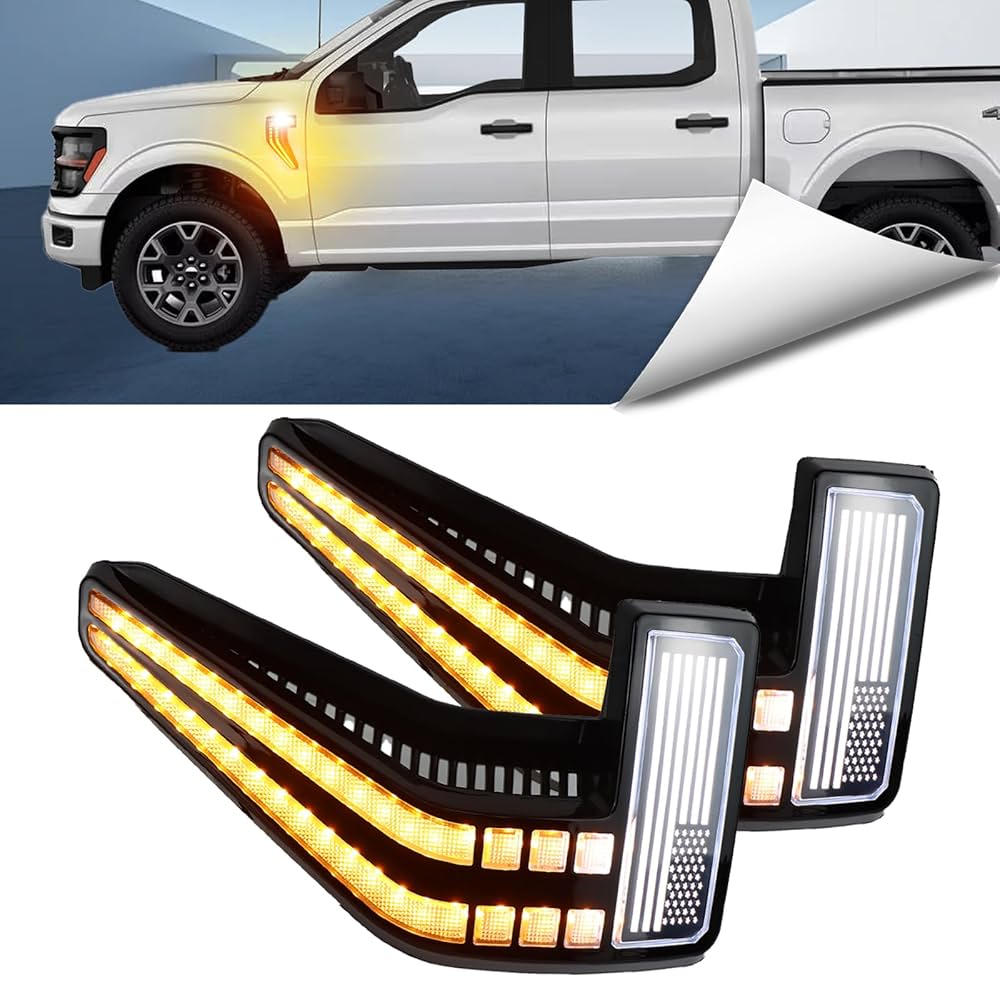 BINQIGOO LED Front Fender Side Marker Lamp Fit For Ford F