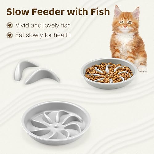 Miniatura 3 de Cuenco elevado para gatos de alimentación lenta: cuenco de comida y agua elevado antivómitos para detener la hinchazón para gatitos una alimentación
