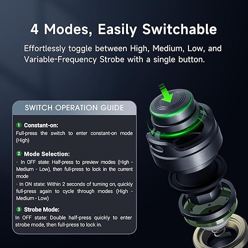 Miniatura 5 de NEXTORCH Linterna recargable E52D de alto lúmenes, linterna táctica de 3700 lúmenes con 3 modos y estroboscópica para senderismo al aire libre,