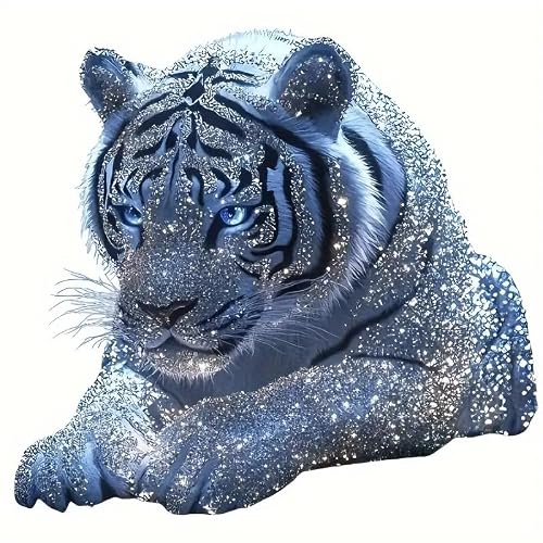 Diamond White Tiger PVC Vinyl Car Decals Stickers Waterproof Self-Adhesive Decals for Cars, Laptops, Trucks, Motorcycles Wall Window Luggage Scratch Cover Door Decor Sticker