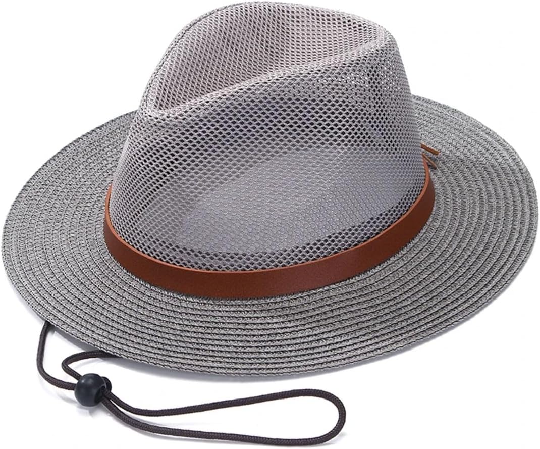 Generic Summer Hat for Man Sun Hat Outdoor Mesh Formal Hat Women Seaside Holiday Wide Brim Strawhat