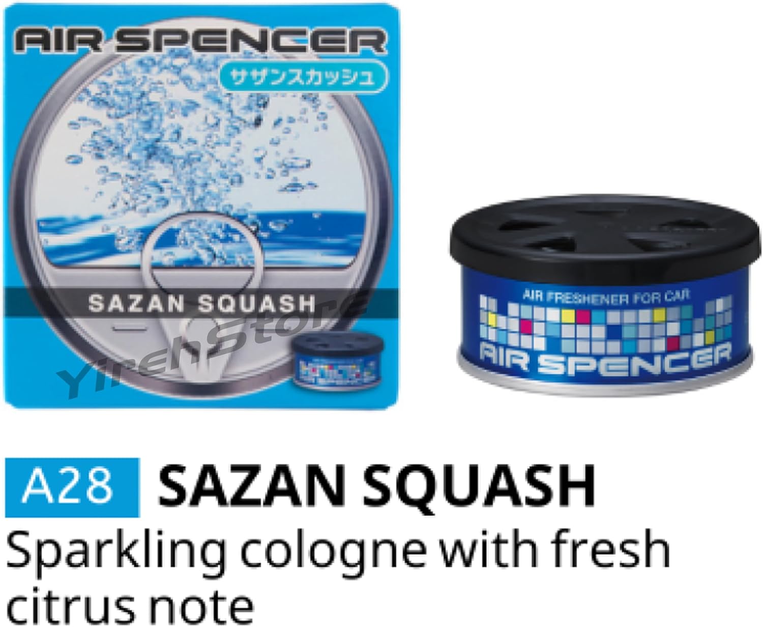 Air Spencer Cartridge Aqua Shower 2-Pk and Sazan Squash Scent 2-Pk Car Air Freshener, Heavy Duty, Last Long, JDM Eikosha Japan