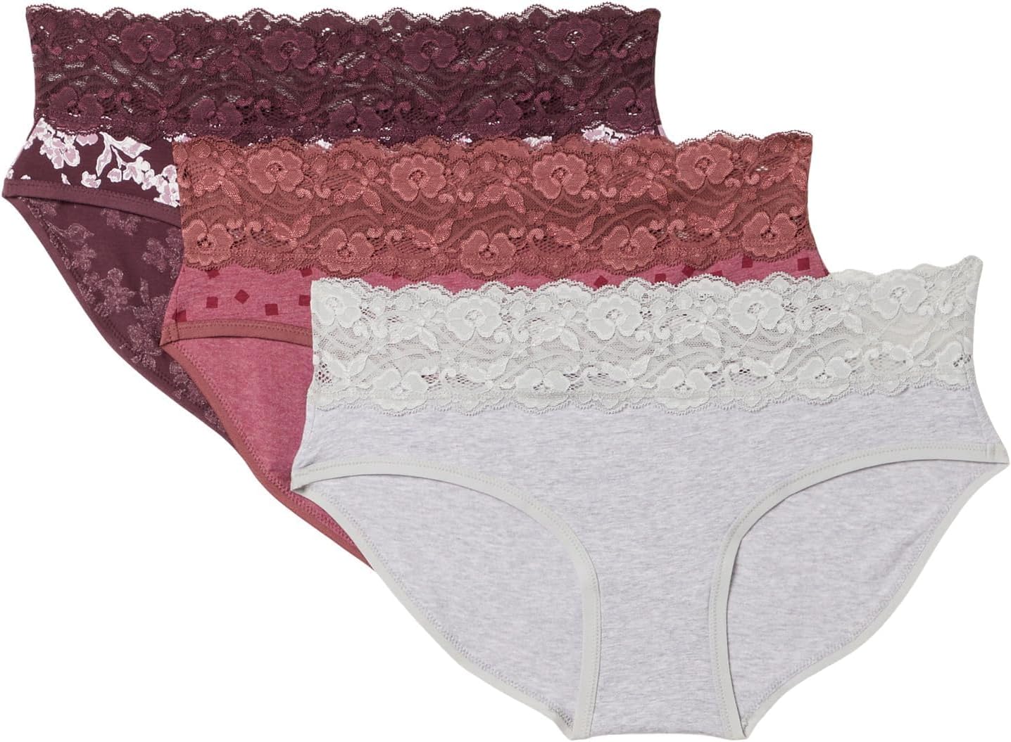 Pact womens Lace Waist Brief 3-pack