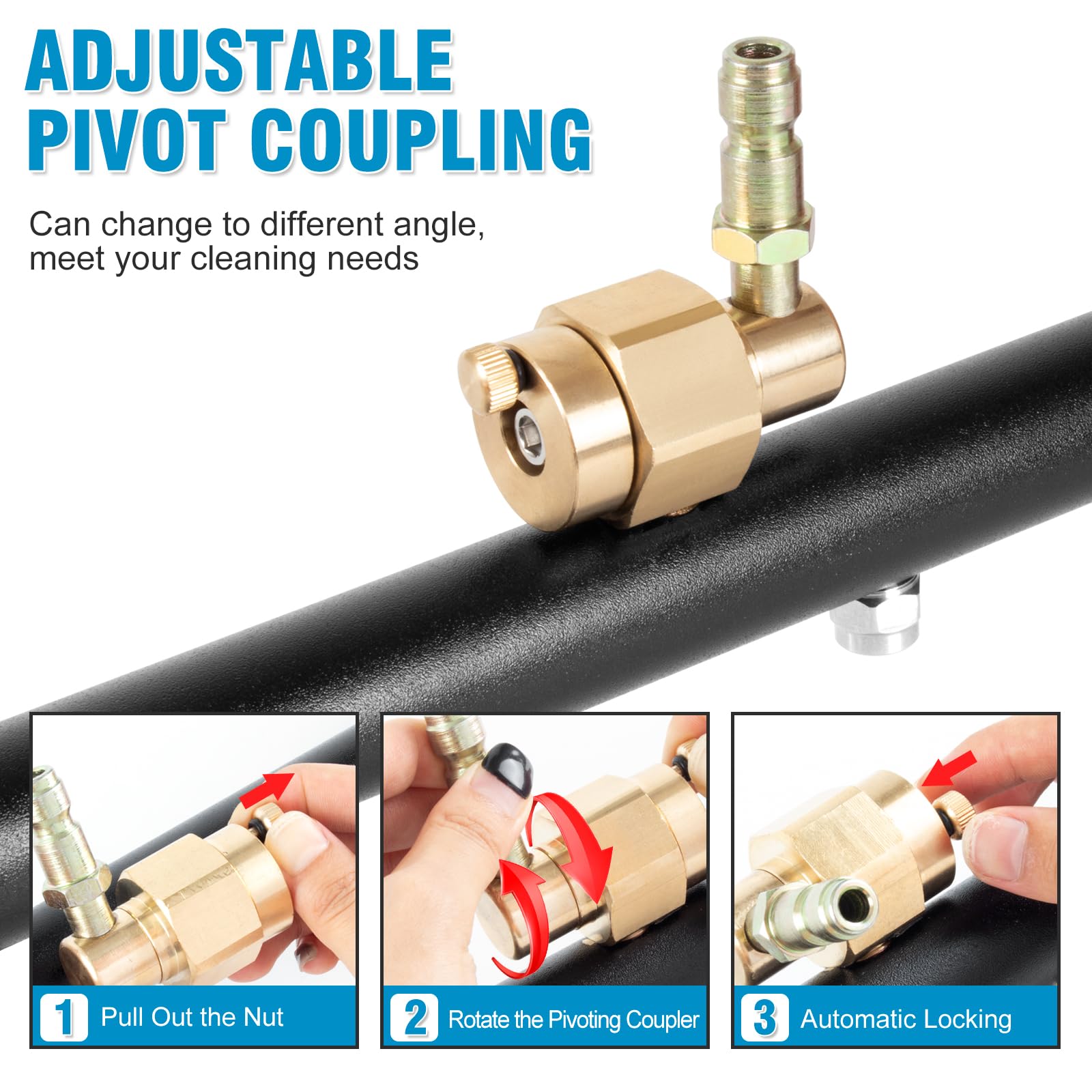 Accesorio de lavadora a presión 2 en 1, escoba de agua para lavadora eléctrica de 16 pulgadas con 4 boquillas para limpiar el coche, acera (4000 PSI, naranja)