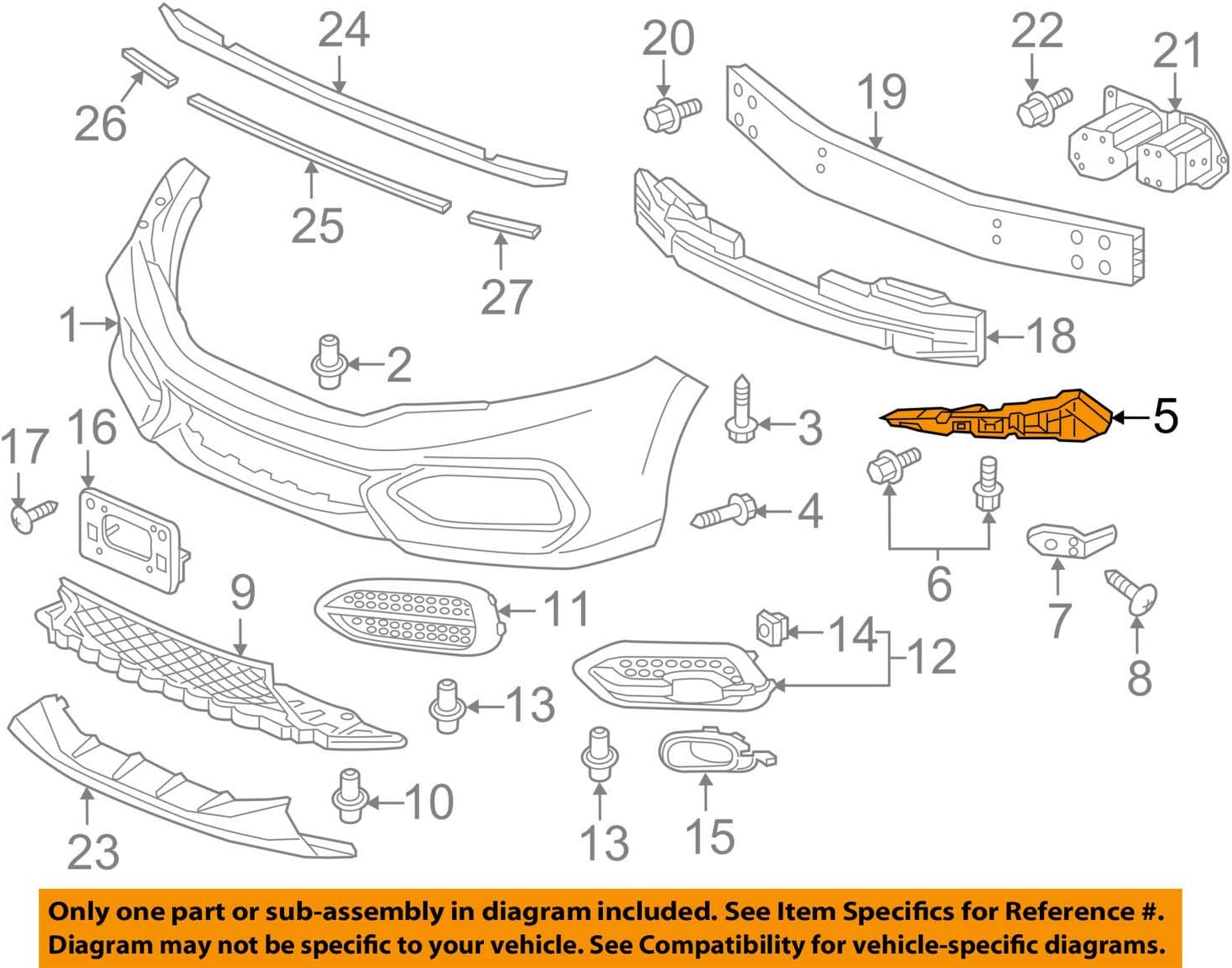 Genuine Honda Parts - Beam, R. Fr. Bumper (71140-TS8-A51)