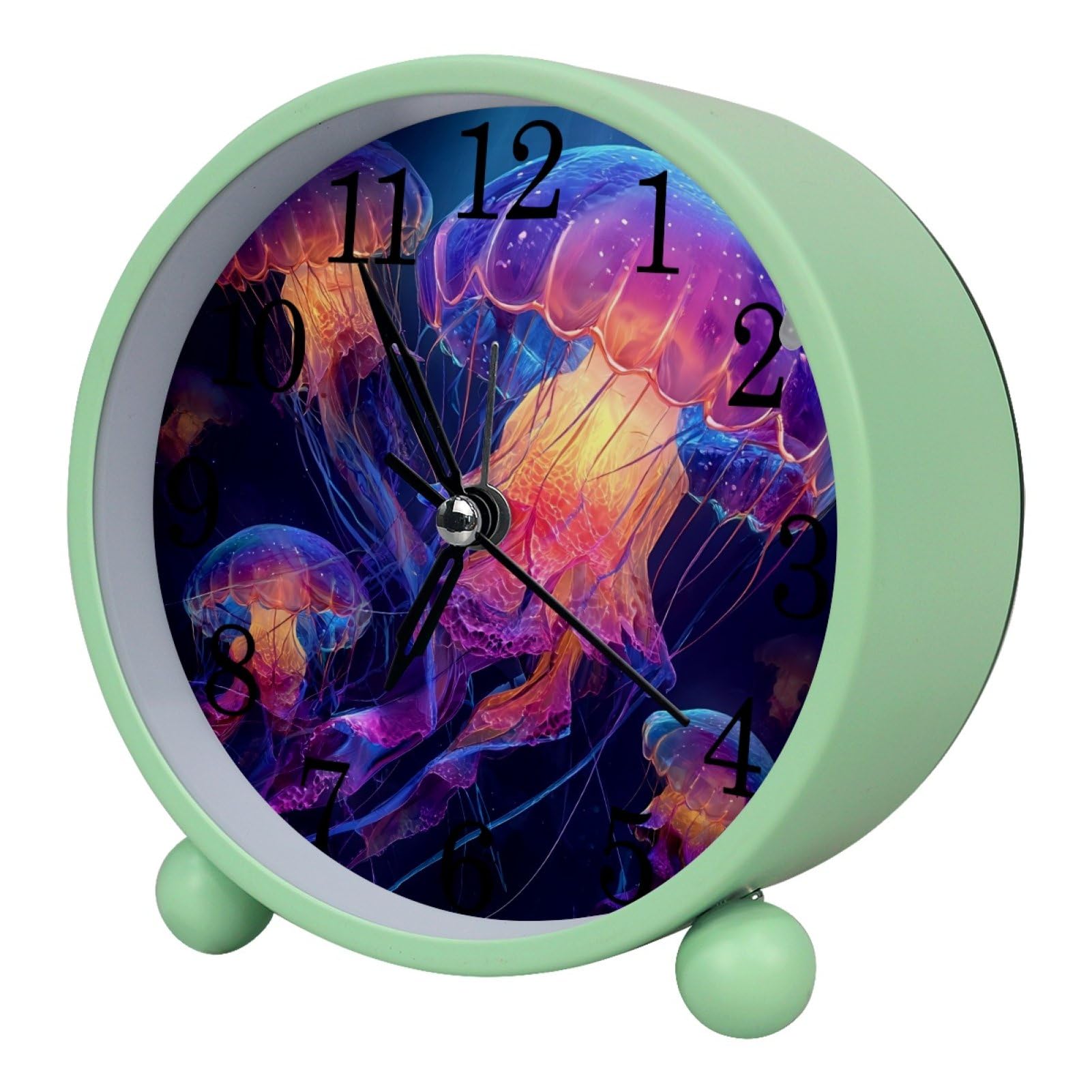 etoenbrc Jellyfish 10.9" Alarm Clock,Small Battery Operated Clock, Slient Plastic Tables Clock for Living Room Decor,Bedroom,Office